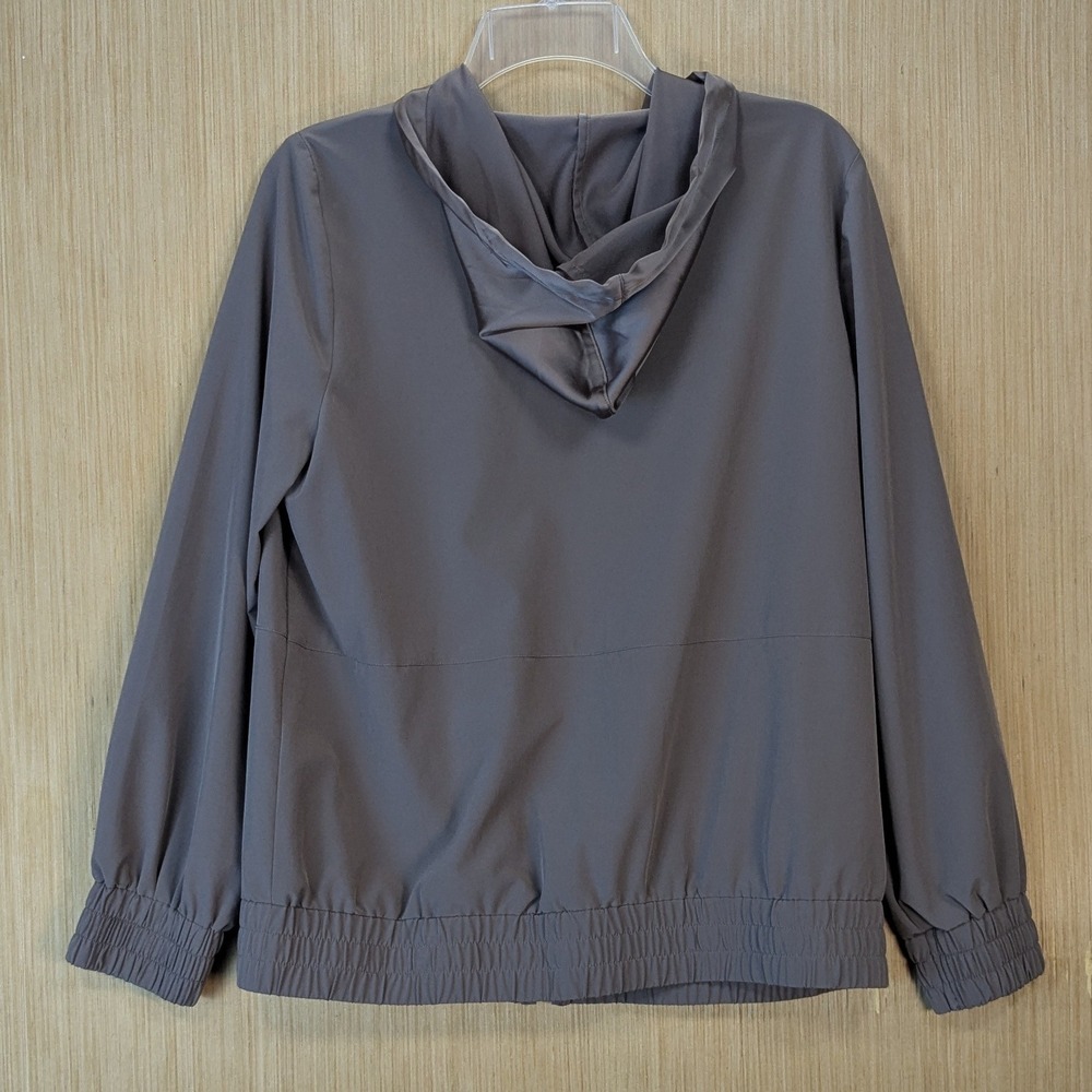 Chicos Zenergy Womens Athleisure Quiet Luxury Hoodie Jacket Medium Brown Neutral - Picture 3 of 9